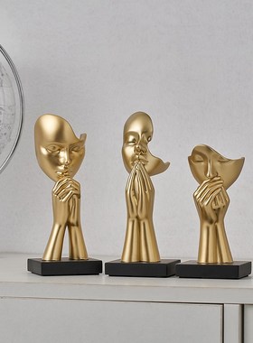 沉默是金艺术摆件高级抽象人物雕塑客厅桌面书房展示柜装饰工艺品