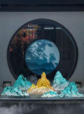 售楼处假山雕塑透明树脂饰品房庭院酒店大堂前台样板房软装