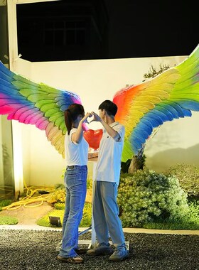 户外拍照打卡天使翅膀云朵座椅发光玻璃钢雕塑大摆件景区公园商场