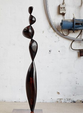 侘寂风实木雕塑橱窗装饰民宿玄关客厅茶室几何柱子大型落地摆件