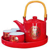 Wedding tea set tea cup set tea set wedding cup red pot ceramic newcomer change the mouth tea dowry newcomer gift