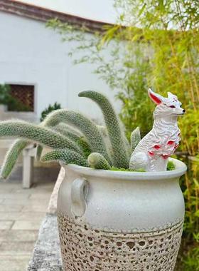 狐狸花盆摆件九尾狐多肉猴尾柱阳台微景观户外花园庭院装饰防水晒