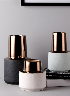 现代简约陶瓷花瓶摆件轻奢家居饰品客G厅餐N厅酒柜干花插花创意摆