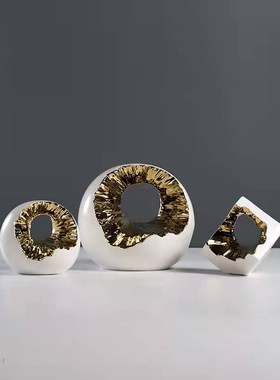 现代轻奢简约几何陶瓷创意摆件样板间客厅K台面柜子异形装饰品摆