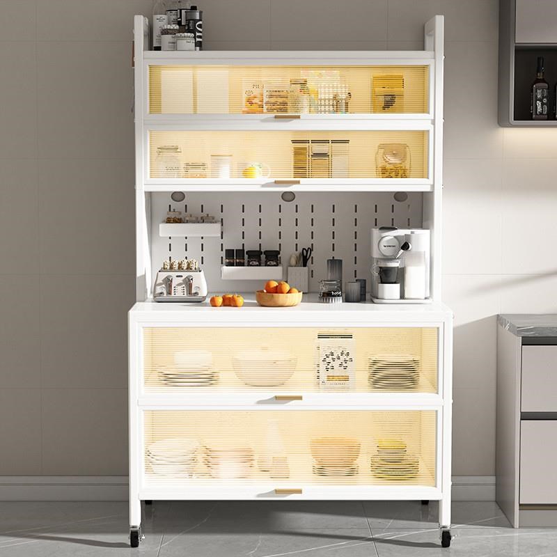 Hole board kitchen storage rack side cabinet floor storage cabinet clip storage cabinet microwave oven oven rack