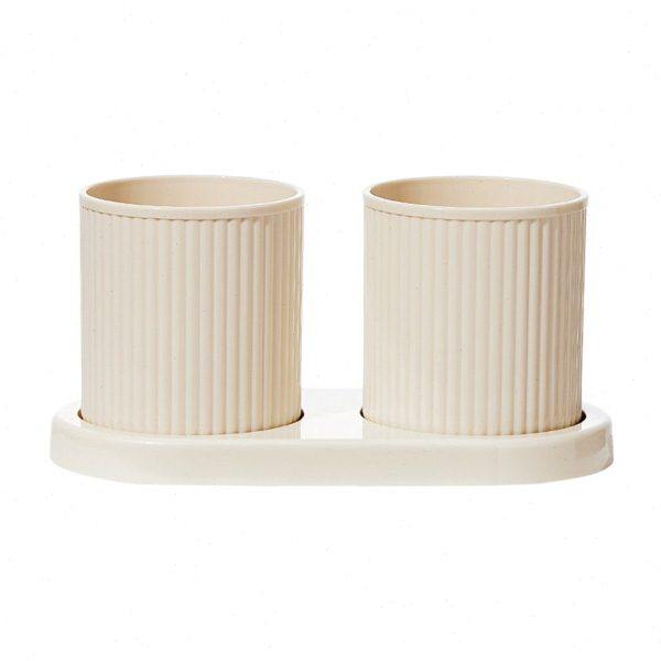 奶油风牙刷架子置物架卫生间洗漱台漱口杯刷牙杯牙具台面收纳托盘,淘宝优惠券,粉丝福利购,淘宝优惠卷