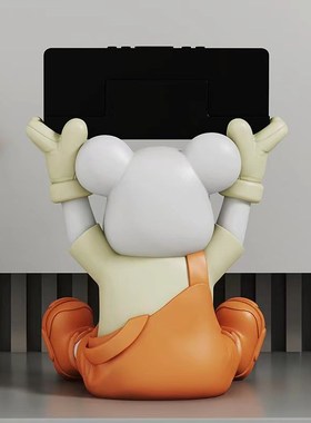 现代创意闹d钟背带熊摆件家居入户玄关客厅电视柜装饰新居乔迁