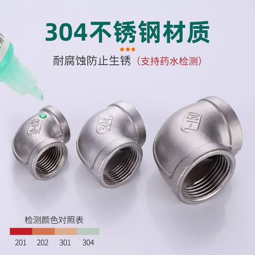 304不锈钢1/2/3/4分转6分1寸内丝外丝弯头90度内外丝接头水管配件 - 图1