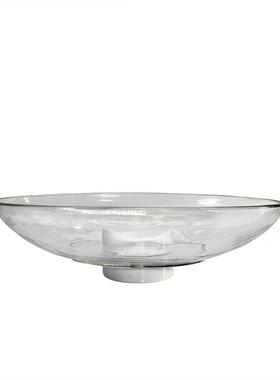 简约现代玻璃果盘大理石底座摆盘家居装饰实用果盘摆件