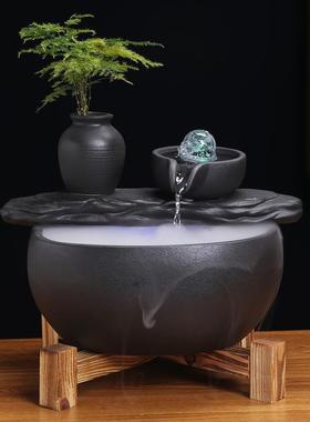 陶瓷装饰d循财环鱼缸造景招生jy692336财水茶流几流水摆件中式喷