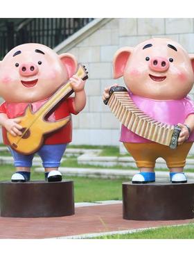 网红卡通猪小屁玻璃钢雕塑商场门店幼儿园装饰小品模型装饰品摆件
