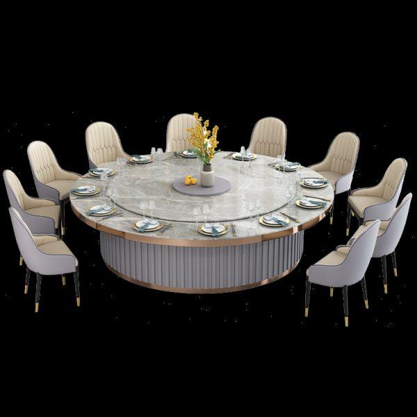 电动餐桌酒店大圆桌轻奢岩板火锅桌带电磁炉20人家用餐桌椅带转盘,淘宝优惠券,粉丝福利购,淘宝优惠卷