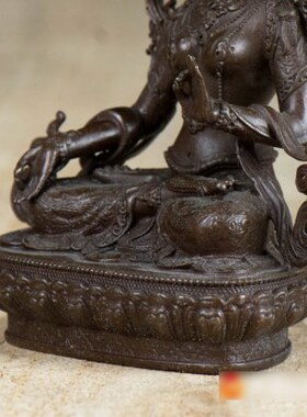 白度母铜像铜仿古2寸佛前室内桌面随身佛小铜像摆件