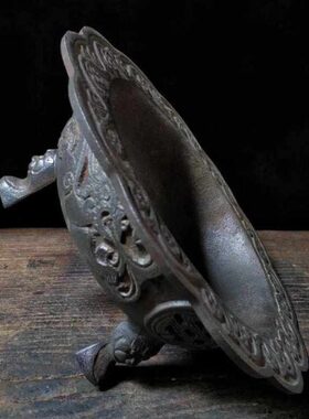 仿古做旧老铁火盆炭火炉取暖炉影视道具收藏佳品大明宣德年制铁盆