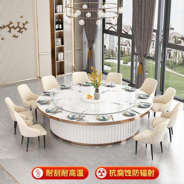 电动餐桌酒店大圆桌轻奢岩板火锅桌带电磁炉20人家用餐桌椅带转盘,淘宝优惠券,粉丝福利购,淘宝优惠卷