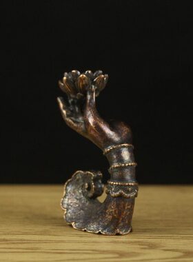 纯铜制品铜摆件佛手莲花倒流香办公室桌面茶台装饰倒流香插铜茶宠