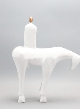 现代欧式简约艺术抽象人物牧马人雕塑软装饰品样板房酒店展厅摆件
