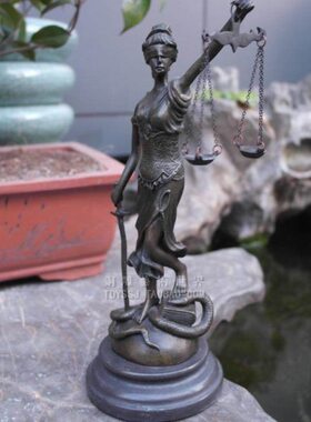 天平女神公平正义女神铜雕塑工艺品欧式摆件艺术品家居装饰品礼品
