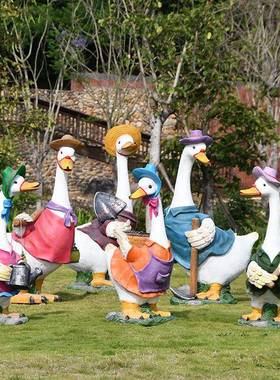 花外园饰品装庭院摆件户园玻璃钢动物雕塑卡通鸭卡通鸭子子花盆林