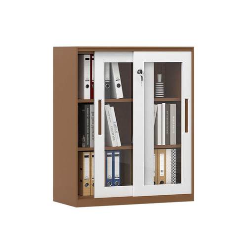 玻璃门CF-2105书柜铁文件柜带锁加厚公办公室办移门皮铁桌艺档案 - 图3