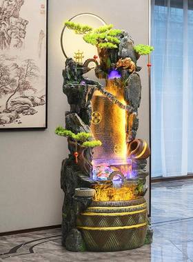 客厅假装山流8811水鱼缸摆件办循环水景公室招财落造地景喷泉水幕