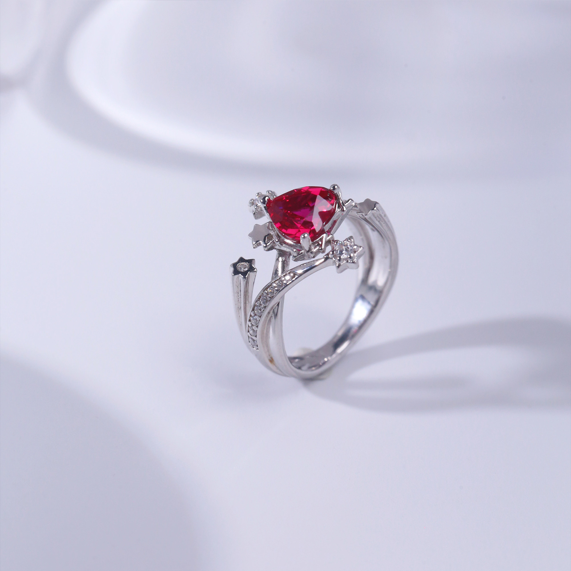 Kikixie Sparkling original design 925 sterling silver ruby ring, personalized and luxurious