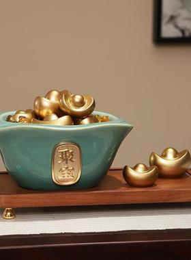 陶瓷公聚客宝盆摆件聚财新中家居XKsnjCTc厅办室装式饰品开业
