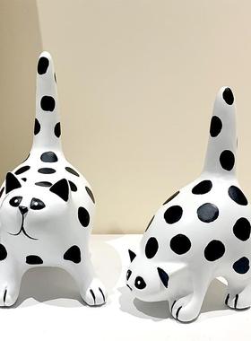 波点猫动物咪树ZMC脂客摆件家居饰品意桌面酒创柜装饰品样板厅间