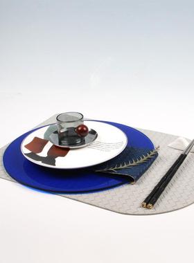 现代新中式装饰摆件西餐盘软装餐桌配搭计风TPW蓝摆台色系软师装