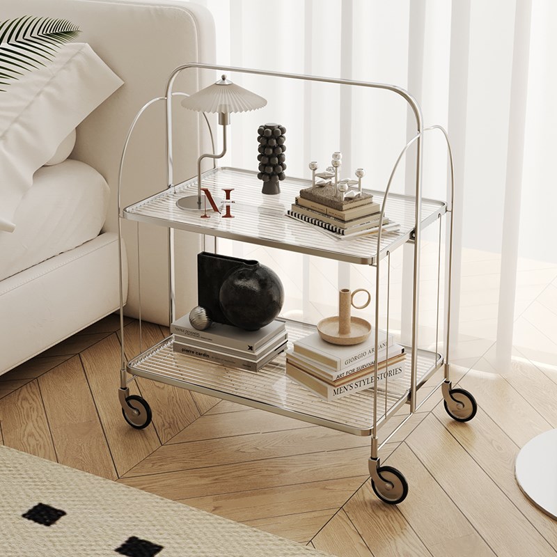 中古小推车沙发i边几可折叠网红移动玻璃茶几床头零食置物架床边 - 图0