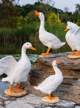 鸭子摆件麦太保户树脂工艺鱼品室外池外造景子垒模型庭院水池装饰