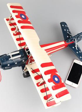 827古飞美式翼战斗机模型机复铁皮工艺品客厅酒吧橱窗柜装饰品摆