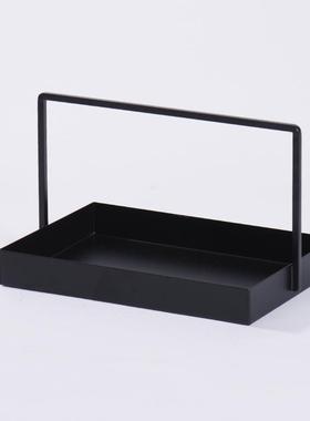 新中式托铁艺提篮样板软装品现间代盘酒店创意黑色铁艺茶MC-TY-16