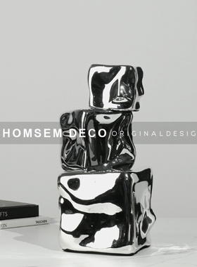 现代创意金属冰块k摆件室内装饰品家居客厅餐桌茶几餐边柜桌面摆