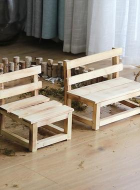 实木小板凳花园装k饰小花架微景观造景幼儿园摆件拍摄道具森系凳