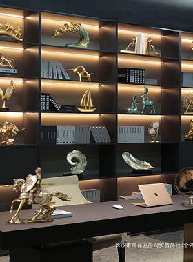 高档办轻奢简约公室现代轻摆奢面件老板领导桌摆设客厅高饰端酒柜