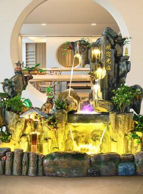 大型落阳高假山流喷泉地风水轮鱼池水庭院摆件台客厅花园tb-57781