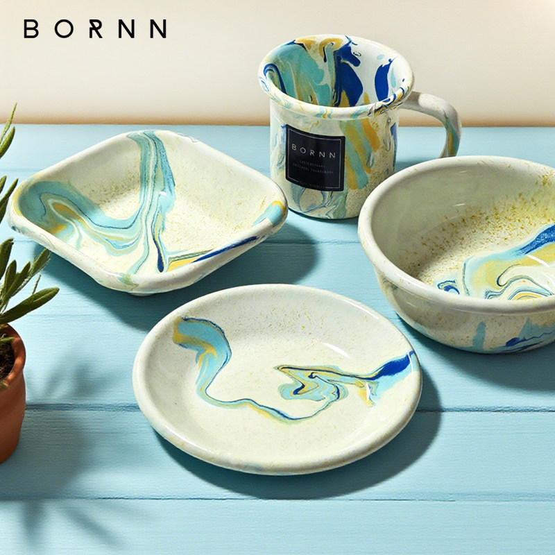 土耳其Bornn搪瓷餐具 珐琅蛋糕盘 小蝶盘 酸奶燕麦碗