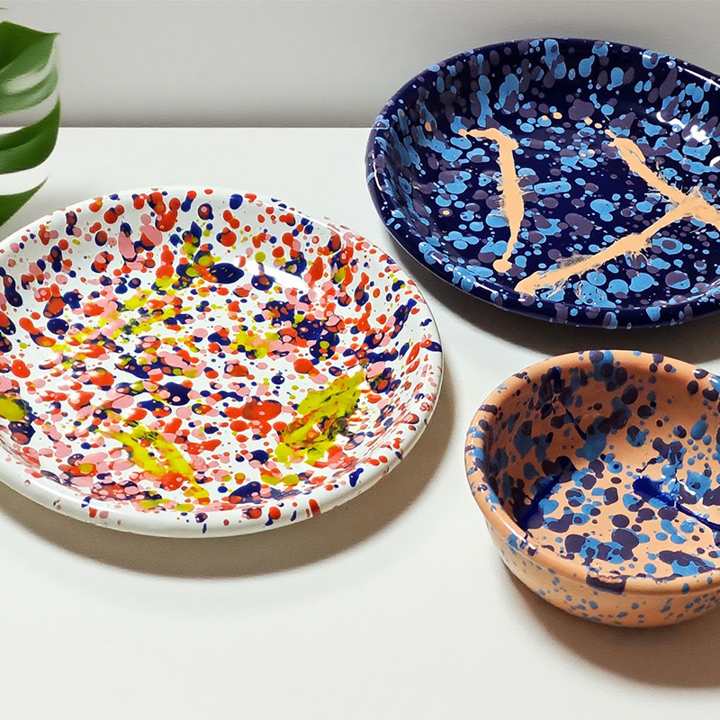 土耳其bornn搪瓷餐具手工珐琅盘子牛奶杯沙拉碗