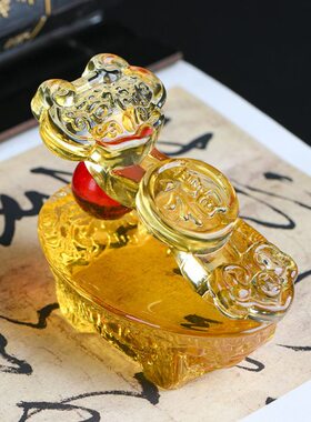 黄水晶元宝如意摆件 吉祥如意球招财家居客厅装饰品乔迁开业礼品