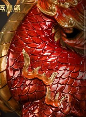 匠林缘黄铜风火麒麟摆件一对中式家居玄关酒柜装饰工艺品乔迁送礼