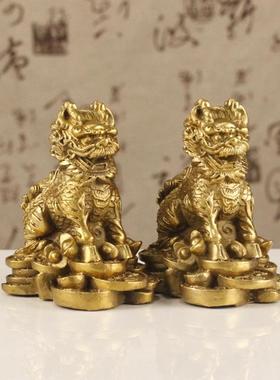 铜麒麟摆件一对护宝麒麟摆设礼品家居装饰工艺品金属摆设