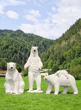 仿真北极雕主塑玻璃动tb-72744物户钢外园林熊景观小品装饰冰雪题