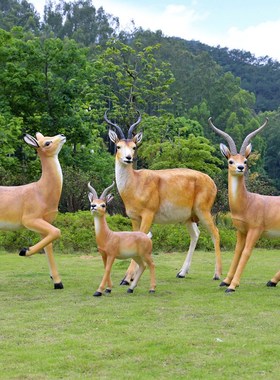 仿真动物雕塑藏羚羊摆件户外园林景区农场装饰玻璃V钢花园景观小