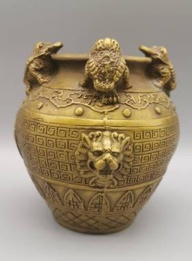 BRQ古玩铜器包收藏铜金蟾聚宝宝盆进四方来财造型精美浆润泽