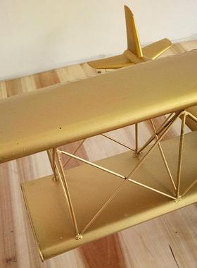 室内家居饰品铁艺摆铁型皮飞件创意飞机模型金色小机飞机JTY-0296