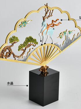 新中式珐琅彩摆中国风家居客玄关博古架软书厅房装饰品扇RD7320形