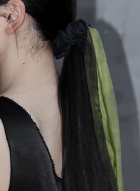无黑为白x東黑三白/洄绿 长尾巴设计感超长绑带弹力大肠发圈绳饰
