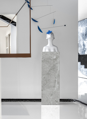 天然大理石艺术雕塑台底座基座落地摆设客厅家居装饰工艺品摆件