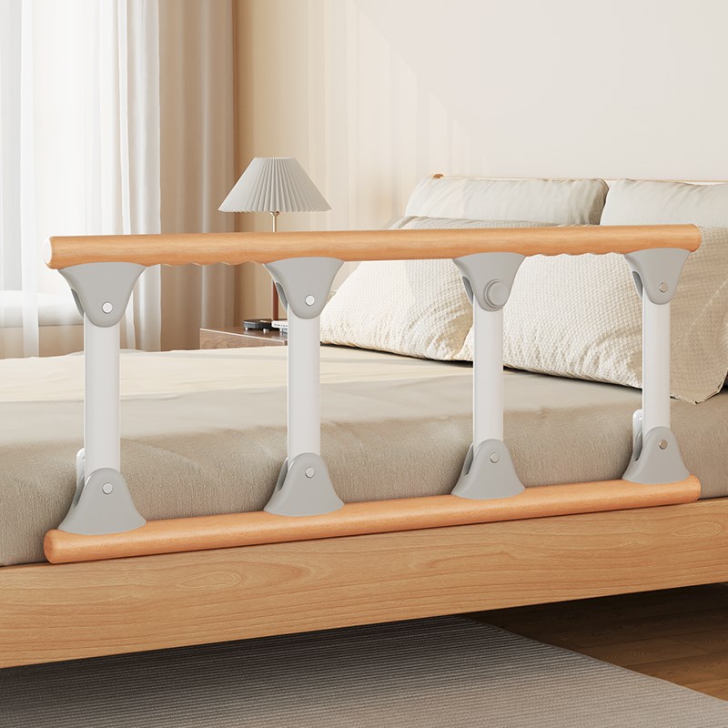 实木老人起床辅助器病q床挡板单侧防摔倒起床藉力神器床边扶手栏 - 图0